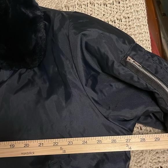 Martin’s Flight Jacket Navy‎ Blue Nylon Faux Fur collar, Full Zip, men’s Sz XL - Picture 3 of 16